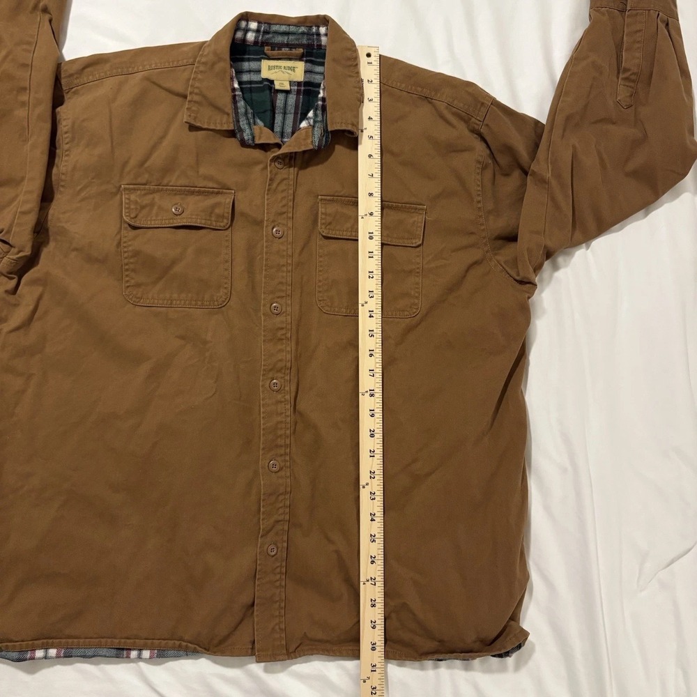 Rustic Ridge Shirt Jacket Mens 2XL Brown Flannel Lined Chamois Work Shacket Cttn - Picture 7 of 10